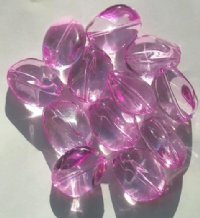 12 26x20mm Acrylic Hot Pink Oval Nuggets